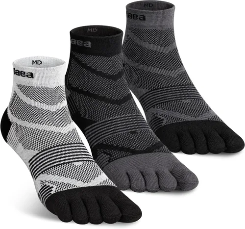 Vista 15 de Hylaea Calcetines deportivos para correr sin visibles, antiampollas, con tecnología Coolmax, sin costuras y antiolor 3 Pares Negro