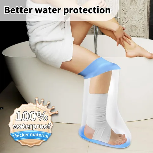 Vista 7 de Cubierta de ducha impermeable extra ancha con parte inferior antideslizante, protector de ducha de silicona elástica impermeable para pies después