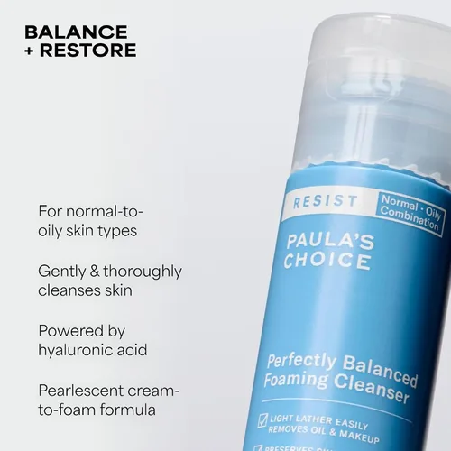 Vista 3 de Paula's Choice RESIST Perfectly Balanced Foaming Facial Cleanser, Face Cleanser with Hyaluronic Acid & Aloe, Anti-Aging Face Wash, Large Pores &