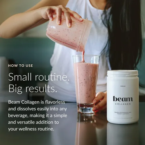 Vista 6 de Beam Colágeno en polvo, colágeno para mujeres, colágeno con ácido hialurónico, péptidos de colágeno tipo 1 y 3, con biotina, bovino alimentado