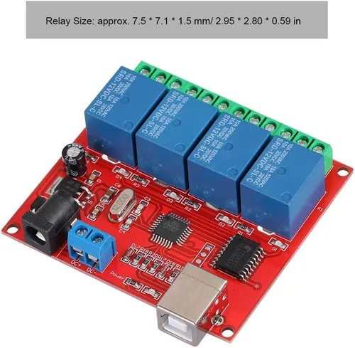 Vista 6 de Diyeeni Módulo de relé de interruptor de control USB de 4 canales de 12 V, controlador de interruptor de placa de relé, placa de expansión