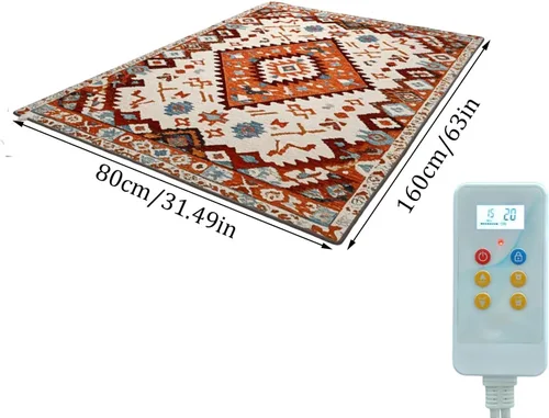 Vista 2 de Graphene Electric Heated Floor Mat, Large Indoor Floor Heating Mat with Adjustable Temperatur/12 Hour Timer, Electric Heated Area Rug, Waterproof