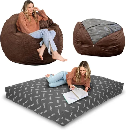 Vista 16 de CordaRoy's Puf de Chenilla - Silla Puf Convertible - Funda de Tela de Chenilla Lavable a Máquina - para Sótano, Sala de Estar, Sala de Juegos Carbón