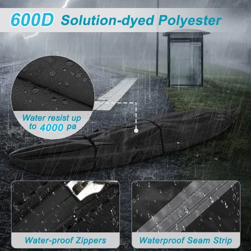 Vista 3 de Funda remolcable resistente a la decoloración y al desgarro con cierre impermeable, lona de poliéster 600D grado marino, resistente al agua