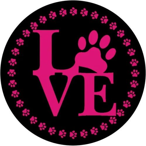 Vista 3 de Diseño de pata de perro con diseño de pata de amor, color negro y rosa