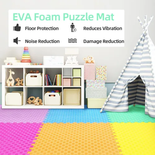 Vista 4 de BalanceFrom Azulejo de Espuma EVA Entrelazada para Ejercicio de 24 x 24 pulgadas – Piso de Rompecabezas Antideslizante para Gimnasio en Casa