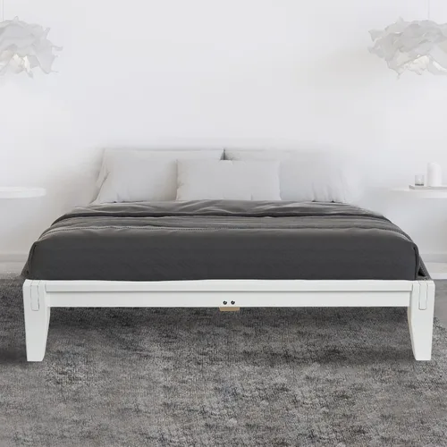 Vista 13 de Main + Mesa Yume - Cama moderna de plataforma de madera maciza con carpintería japonesa, acabado negro, tamaño Queen