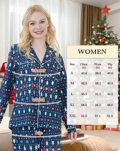 Vista 6 de DAUGHTER QUEEN Pijamas de Navidad para la familia, niños de 6 a 15 años, tallas de adultos S-XXL