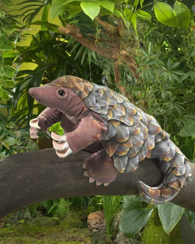 Vista 5 de Folkmanis Marioneta de mano Pangolin, marrón