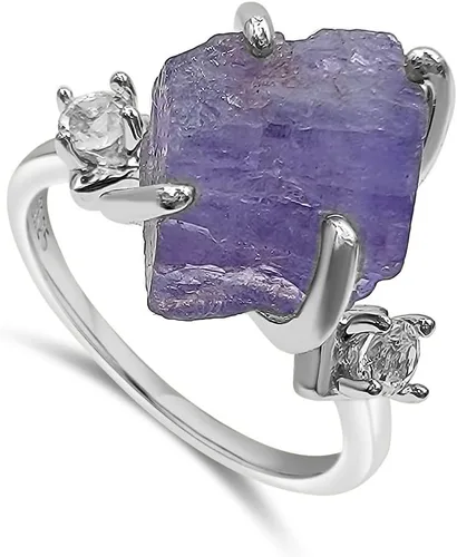Vista 35 de Anillo de cristal crudo real con piedra natal, plata de ley, oro blanco, regalo de joyería para ella, regalo de Navidad, Día de la Madre