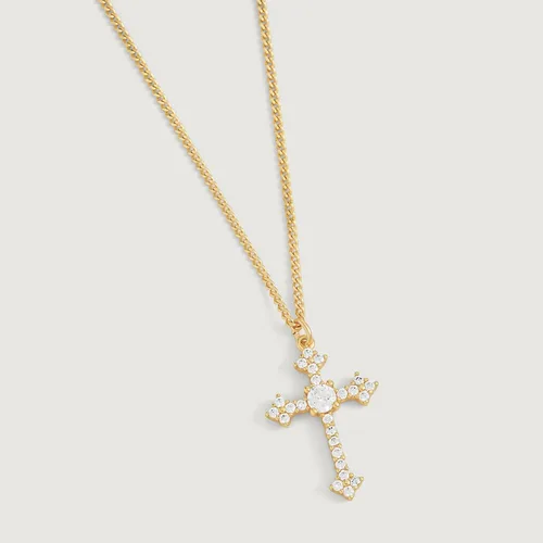 Vista 4 de Collar de cruz para mujer, chapado en oro de 14 quilates, circonita cúbica, collar con colgante de cruz hecho a mano, joyería cristiana para todos