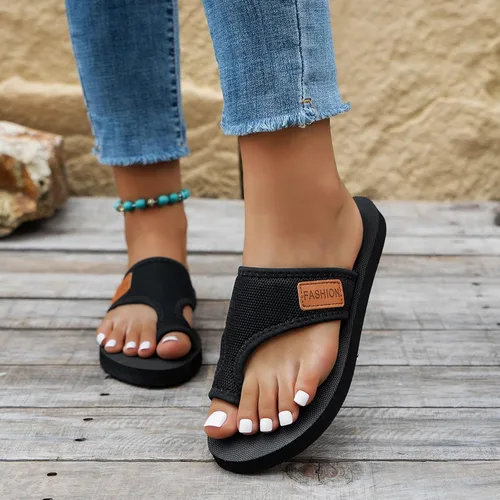 Vista 2 de Sandalias ortopédicas para mujer con soporte de arco, sandalias planas de verano para playa, sandalias cómodas para fascitis plantar
