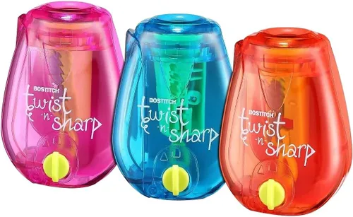 Vista 9 de Bostitch Office Twist-n-Sharp Sacapuntas de Lápices, para Niños y Lápices de Colores, Colores Surtidos (PS1-BLUE-2PK)