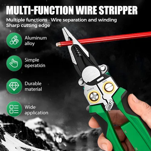 Vista 5 de 2026 - Alicates multifuncionales 8 en 1 para pelar cables, pelacables 8 en 1 con probador de voltaje, alicates eléctricos profesionales para cortar