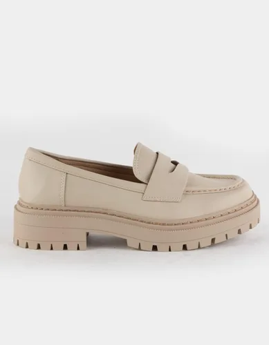 Vista 3 de Soda Zapatos para mujer con suela de lengüeta de tacón bajo con plataforma Penny Mocasines
