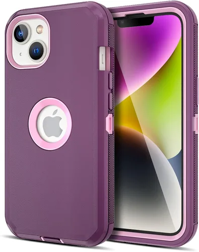 Vista 22 de Jiunai Funda para iPhone 14 Plus a Prueba de Golpes Antipolvo Protección de Servicio Pesado Protectora Antiarañazos de Doble Capa Resistente Rugosa