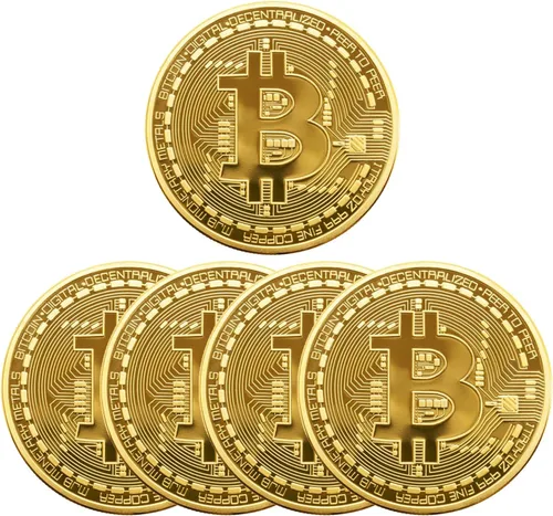 Vista 12 de 1 moneda conmemorativa Bitcoin chapada en oro de 24 quilates, criptomoneda BTC de 0.118 in coleccionable con funda protectora, criptomoneda