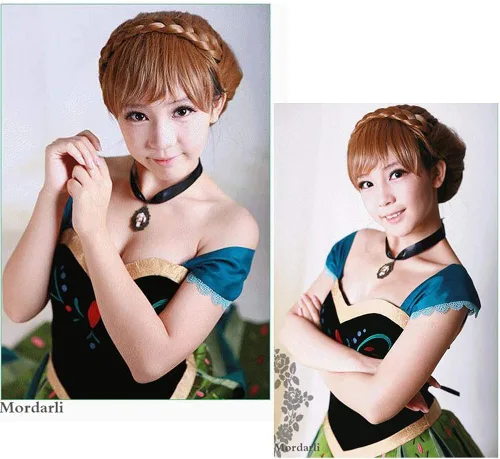 Vista 7 de Mordarli Disfraz de princesa Anna para mujer, disfraz de Halloween, Navidad, cosplay, disfraz de coronación