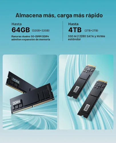 Vista 8 de ACEMAGIC K1 Mini PC AMD Ryzen R2544 8GB DDR4 256GB SSD Mini computadoras (Turbo 3.7GHz), Win 11 Pro Radeon 4K Triple Display Computadoras