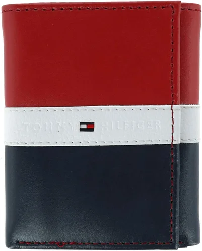 Vista 9 de Tommy Hilfiger - Cartera para hombre, triple pliegue, delgada, incluye ventana de identificación y tarjetero para tarjetas de crédito Rayas negras