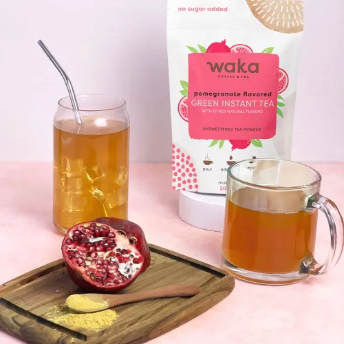 Vista 3 de Waka - Mezcla de té instantánea, paquete de 3 bolsas, 100% sin aditivos, polvo de té sin azúcar, frambuesa, mango, granada (4.5 onzas cada uno)
