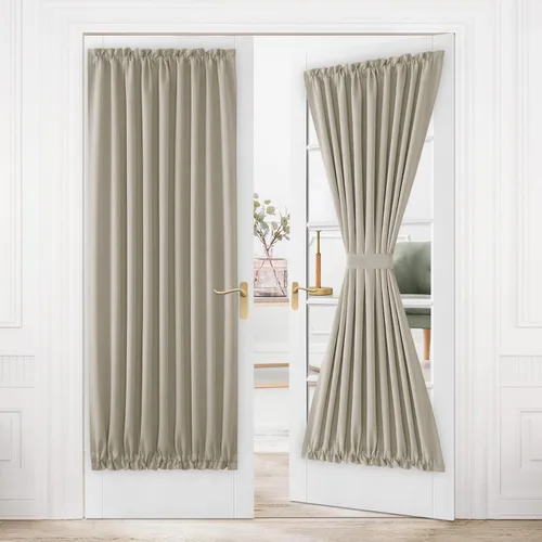 Vista 192 de DWCN Cortinas para Puertas Francesas – Cortinas opacas térmicas con bolsillo para barra para puertas con ventana de cristal, puertas de cocina