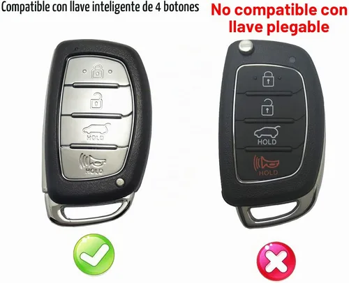 Vista 2 de Funda para llavero para Hyundai Tucson Elantra Sonata 2018, 2017, 2016, 4 botones, sin llave, funda para control remoto de entrada sin llave