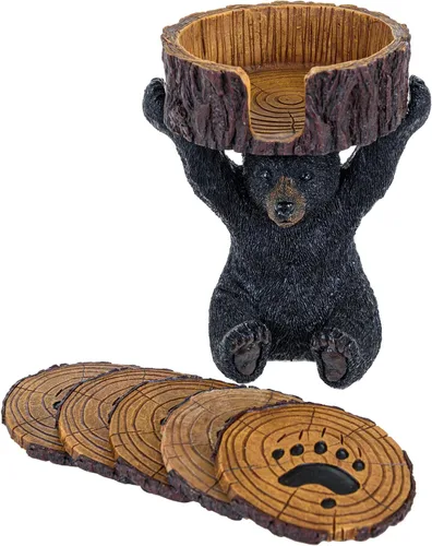 Vista 13 de Pine Ridge Juego de posavasos rústico elegante con soporte para la cueva del hombre, decoración del viejo oeste, tema de cabaña de cazador rústico