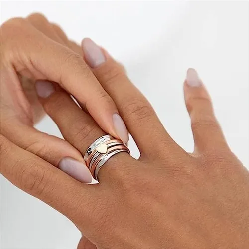 Vista 4 de Pelodun Anillos giratorios con diseño de corazón 2023, anillos de corazón de moda creativos, anillo de amor, regalos de cumpleaños y Pascua