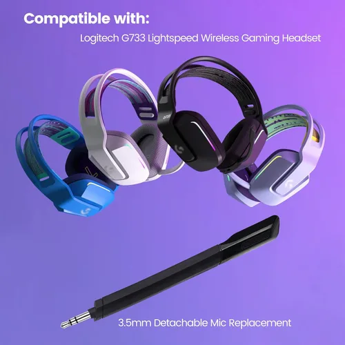 Vista 2 de weishan Reemplazo de micrófono G733 para auriculares inalámbricos Logitech G733 Lightspeed para juegos, micrófono desmontable con cancelación