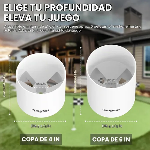Vista 7 de KINGTOP - Copa de hoyo de golf – Cumple con las regulaciones PGA/USGA, accesorios de golf para práctica de putting green en el patio trasero Copa