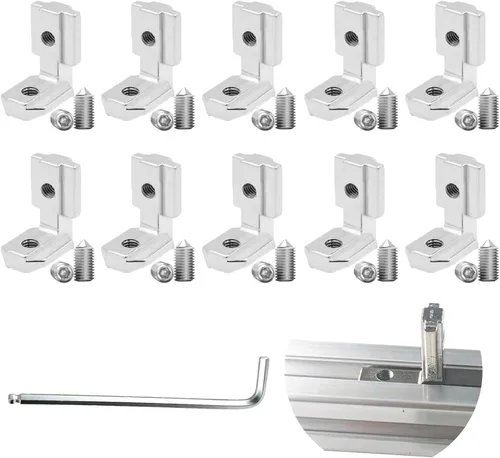 Vista 10 de 4 juegos de soportes de esquina de 4040 con 5 agujeros en forma de L, placas de unión para accesorios de extrusión de aluminio 4040 en negro (L)