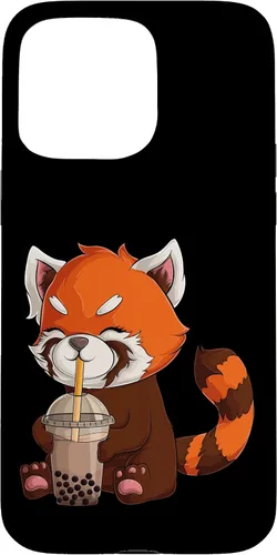 Vista 31 de Kawaii Red Panda Drinking Boba Bubble Tea Japanese Anime Case for iPhone 17