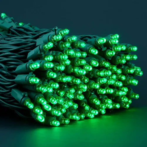Vista 4 de Juego de 2 luces LED verdes de gran angular para Navidad, juego de 2 juegos de 100 luces LED de 0.197 in