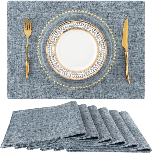 Vista 17 de homing - Juego de 4 manteles individuales de algodón y lino, manteles de tela lavables para mesa de comedor de estilo rústico para interiores y Negro