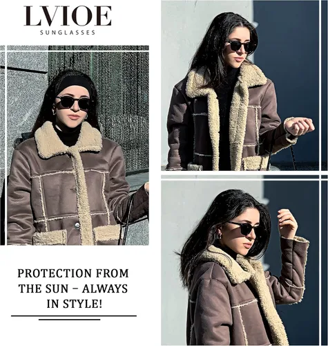 Vista 8 de LVIOE Gafas de sol polarizadas clásicas para mujer, gafas de sol redondas ligeras con protección UV para conducir LS2236