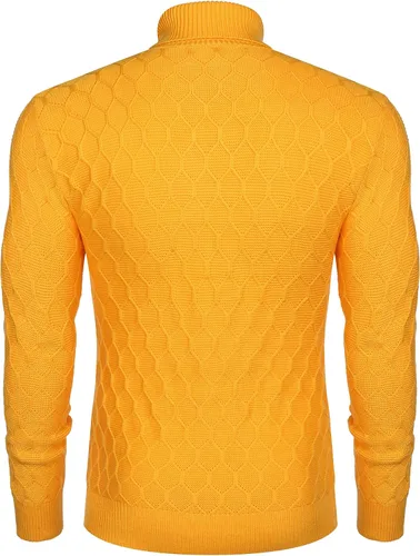 Vista 3 de COOFANDY Suéter de cuello alto para hombre, estilo casual, con patrón torcido, suéter de punto