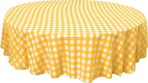 Vista 22 de Mantel LA Linen, redondo, a cuadros, polivinílico, 51 pulgadas.