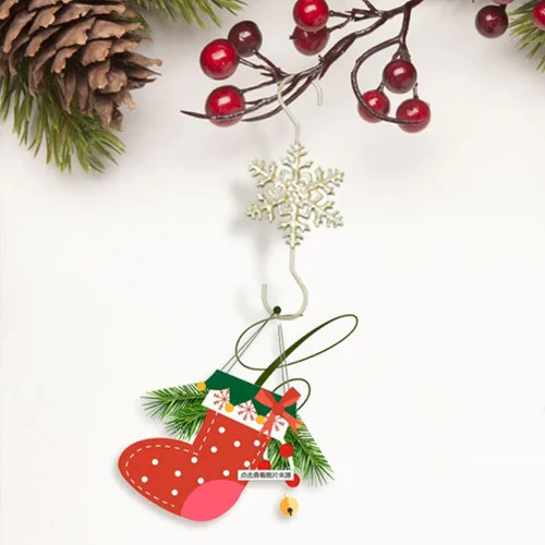 Vista 5 de Ganchos de adorno para decoración colgante, 20 ganchos dorados en forma de S de copo de nieve – Colgadores de árbol de Navidad con puntas de cuentas