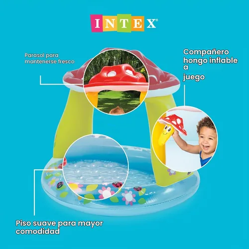 Vista 3 de Piscina para bebés Intex Mushroom, de 40 נ35 pulgadas, para edades entre 1 y 3 años