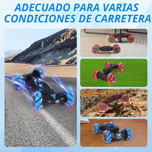 Vista 4 de Auto de acrobacias RC, auto de juguete con control remoto de 2.4 GHz, 4WD, con sensor de gestos, vehículos de doble cara, vehículo todo terreno que
