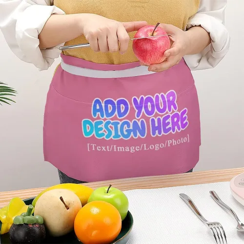 Vista 132 de AXKEUDO Delantal personalizado con bolsillos, delantales de cintura para camarera para cocinar en casa, restaurante, servir trabajo
