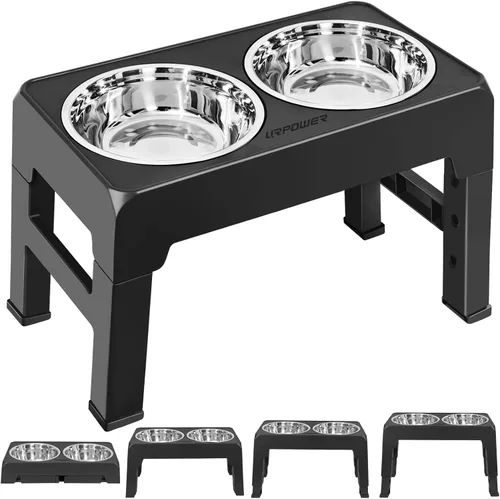 Vista 11 de URPOWER Cuencos elevados para perros, soporte de cuenco elevado ajustable Negro carbón