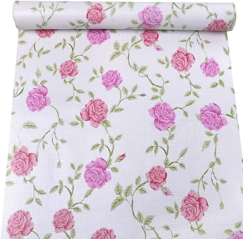 Vista 6 de PoetryHome Papel de contacto floral verde azulado autoadhesivo para estantes, cajón, aparador, papel tapiz floral para despegar y pegar, 17.7 x 117