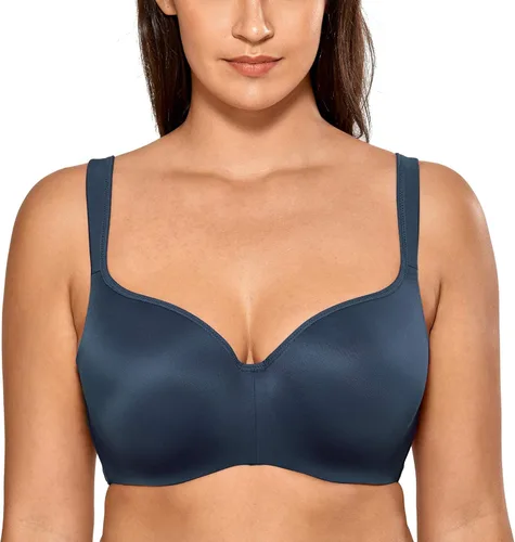 Vista 8 de DELIMIRA Brasier tipo balconette para mujer, cobertura completa, talla grande, con varillas, espalda suave, sin costuras