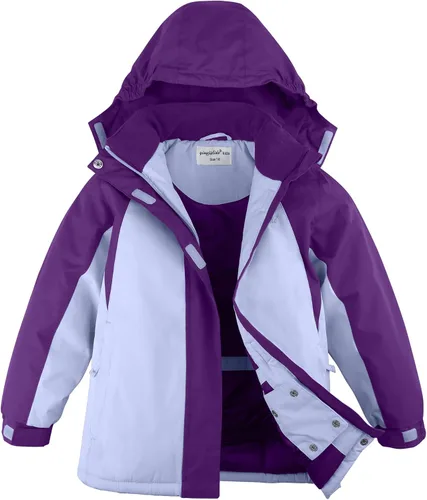 Vista 33 de Chaqueta de esquí impermeable para niñas, chaqueta de snowboard para exteriores, resistente al viento, con forro polar, abrigo de nieve cálido