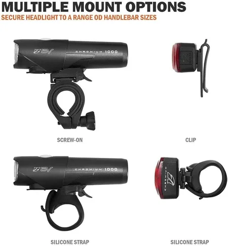 Vista 3 de Luces de Bicicleta BV, Super Brillantes con 5 Faros LED Delanteros y 3 Traseros, Luces de Bicicleta para Montar de Noche con Liberación Rápida, Set