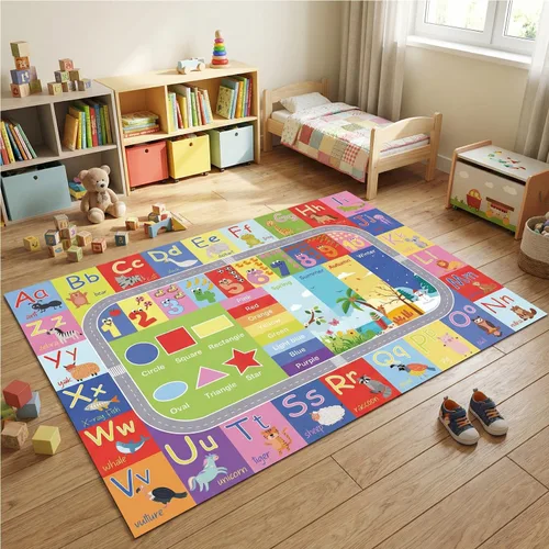 Vista 5 de ABC - Alfombra antideslizante para niños, 36 x 48 pulgadas Abc Play Alfombra - 3'0" X 4'0"(rectangular)