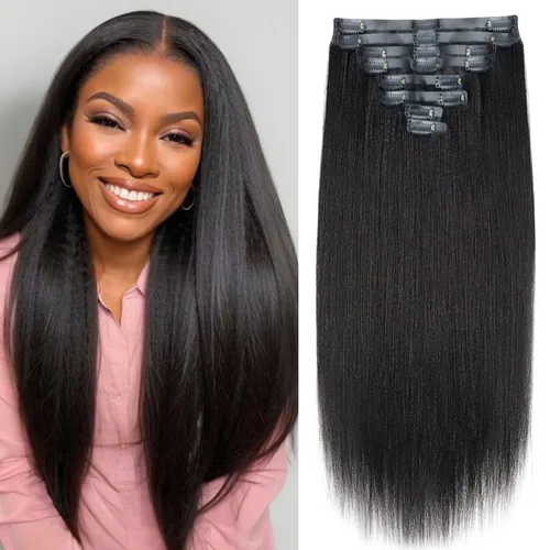 Vista 43 de Extensiones de cabello humano real rizado con clip, 4/27/4, ombré, rizado con clip, para mujer, 3C y 4A (12 pulgadas, #4/27/4)