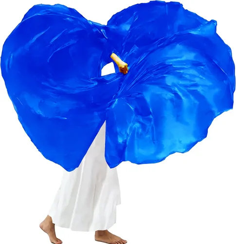 Vista 11 de Wuchieal Juego de 2 banderas de alabanza de 55 pulgadas con varillas flexibles, semicírculo, alabanza, alas de ángel, para danza, iglesia, oro